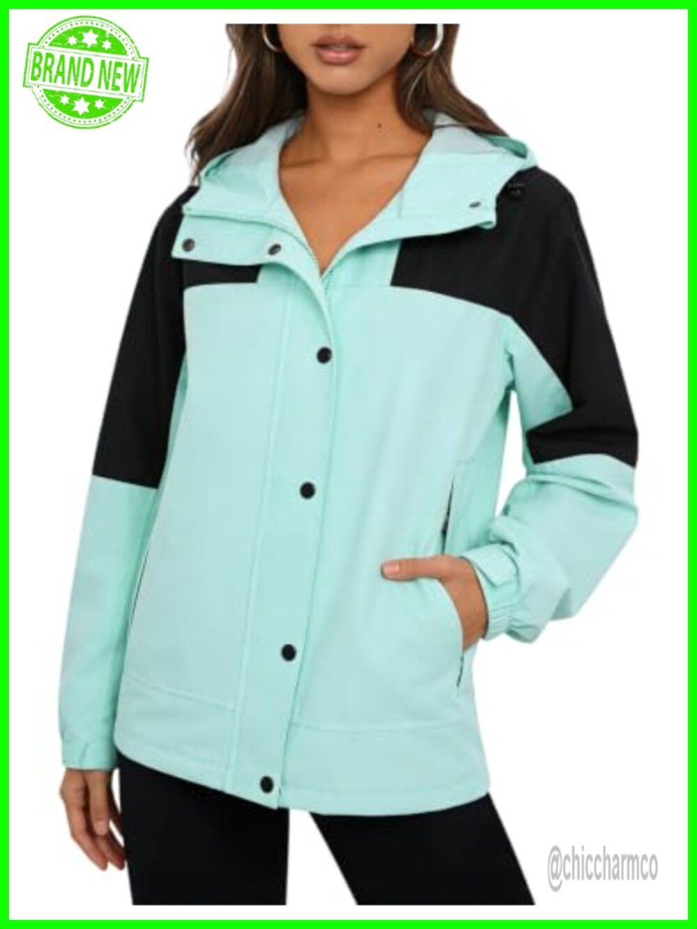 Women's Waterproof Packable Rain Jacket Windbreaker